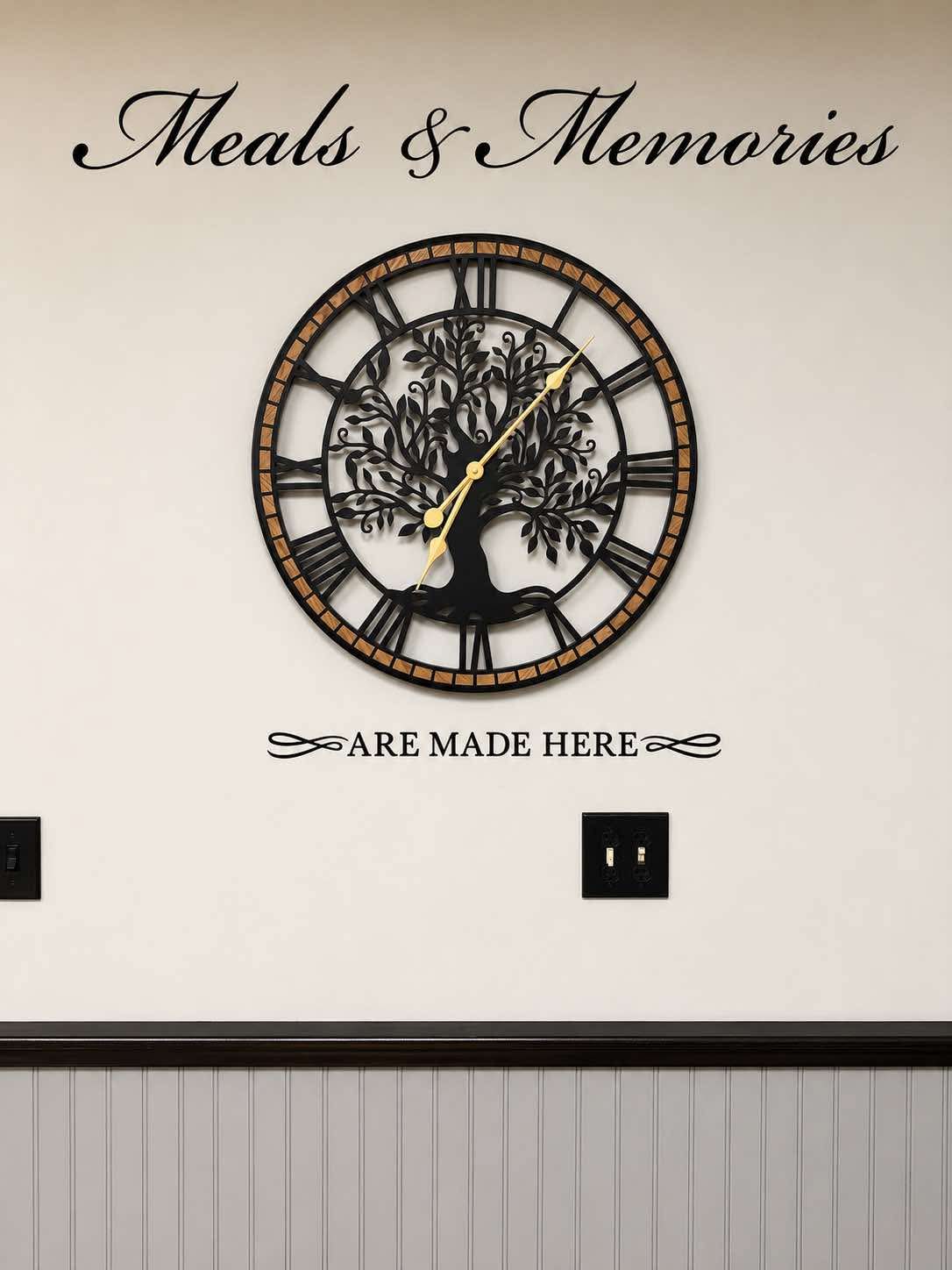 Meals & Memories wall clock décor inside Main Street Grille